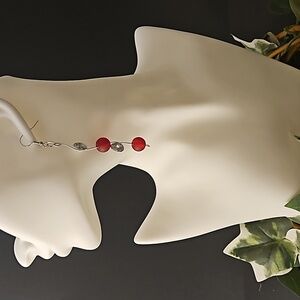 Cherry 🍒 Glass Stone and Spiral Earrings